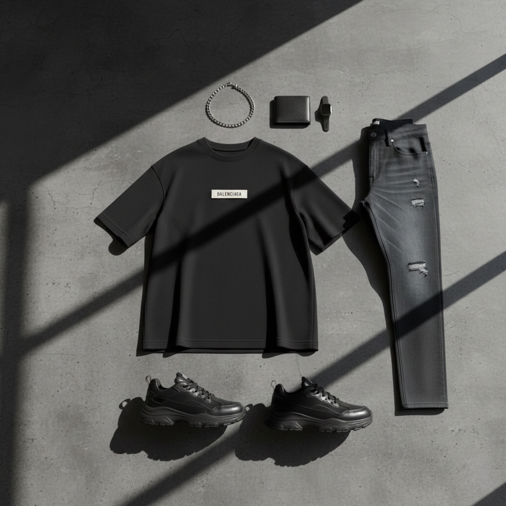 تیشرت مراکشی کبریتی مشکی بالنسیاگا