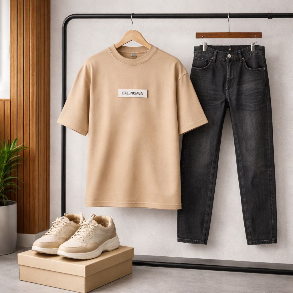 تیشرت مراکشی کبریتی نسکافه ای بالنسیاگا