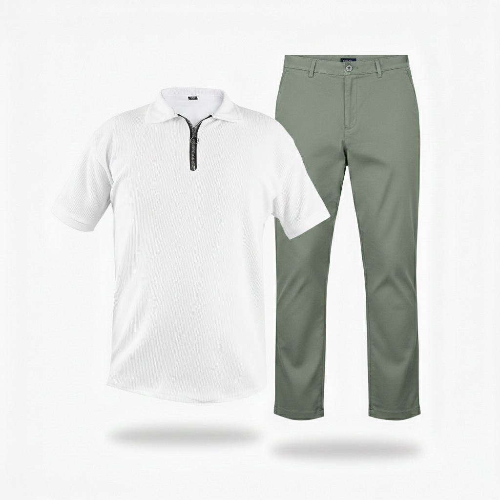 پکیج ست مردانه تیشرت نیم زیپ و شلوار مدل Arashk