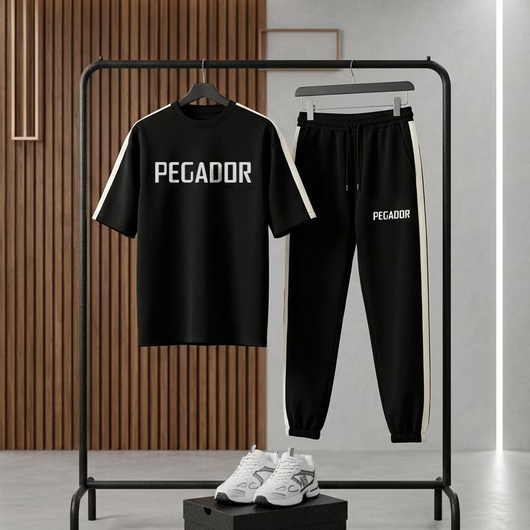 ست تیشرت و شلوار مردانه بنگال کش مدل Pegador-مشکی