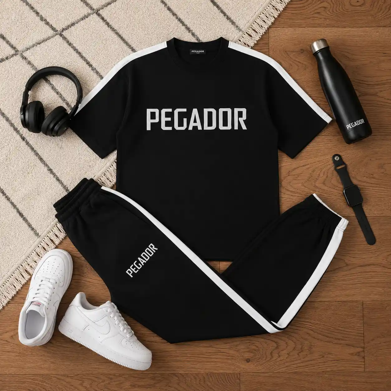 ست تیشرت و شلوار مردانه بنگال کش مدل Pegador-مشکی