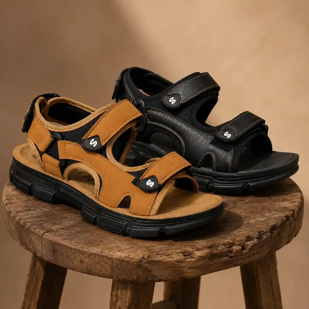 کفش صندل مردانه تابستانی مدل Sina Shoes -عسلی
