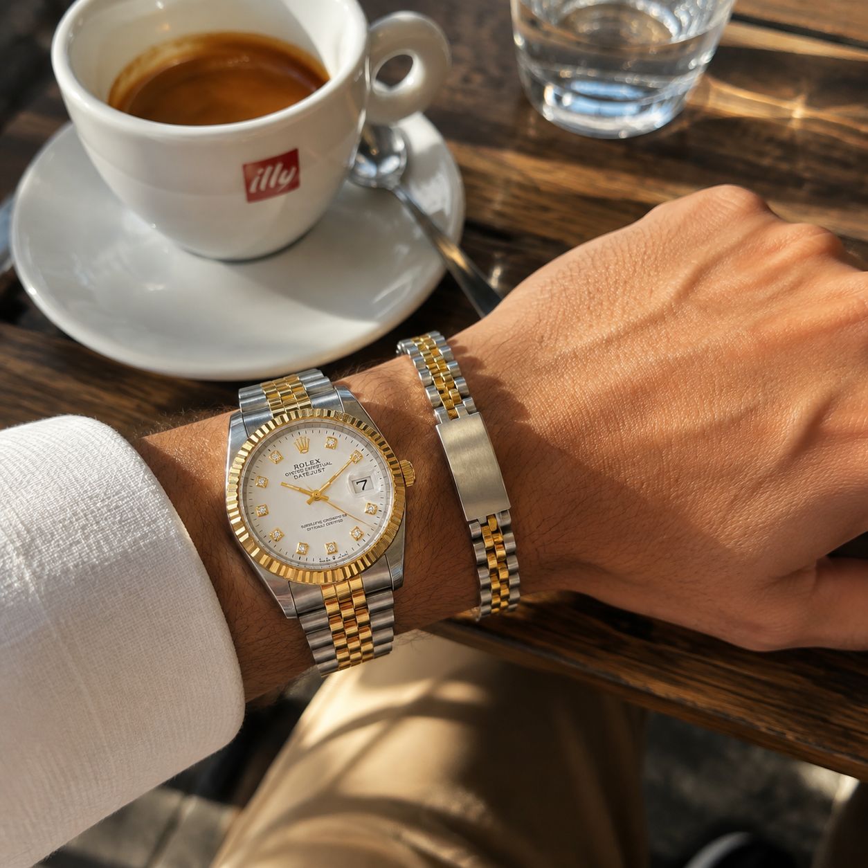 پکیج ساعت رولکس مردانه مدل Date Just-طلایی  دستبند Rolex مدل Date Just