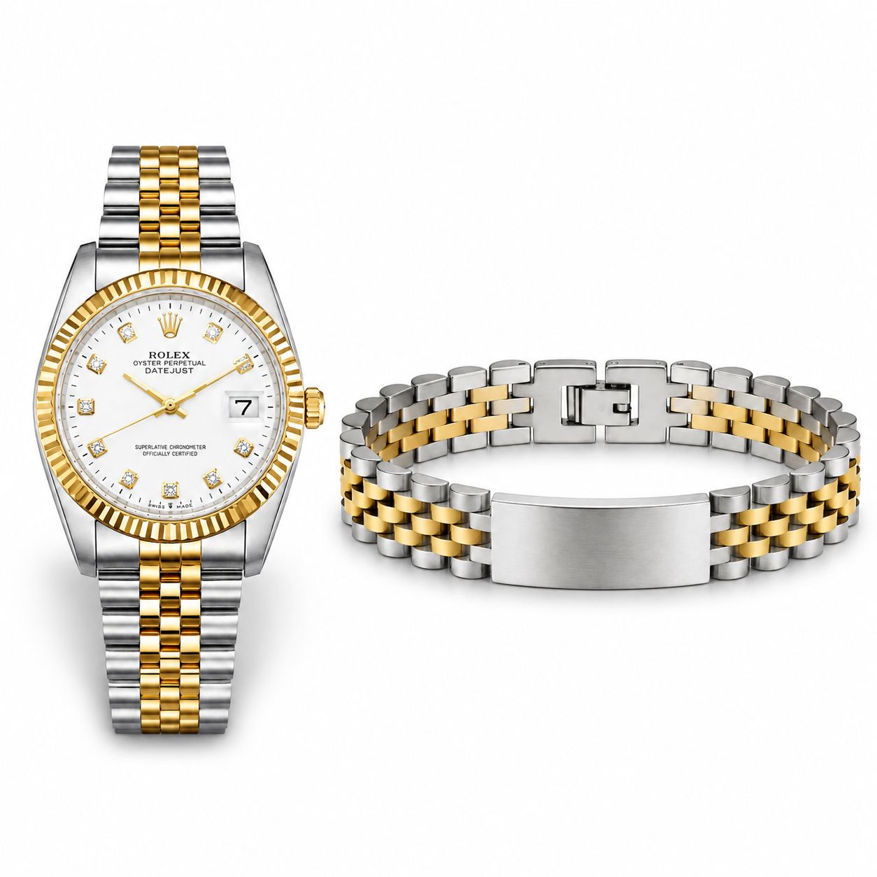 پکیج ساعت رولکس مردانه مدل Date Just-طلایی  دستبند Rolex مدل Date Just