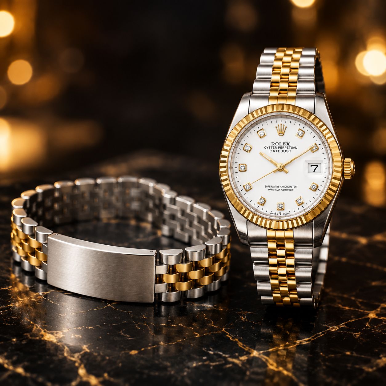 پکیج ساعت رولکس مردانه مدل Date Just-طلایی  دستبند Rolex مدل Date Just