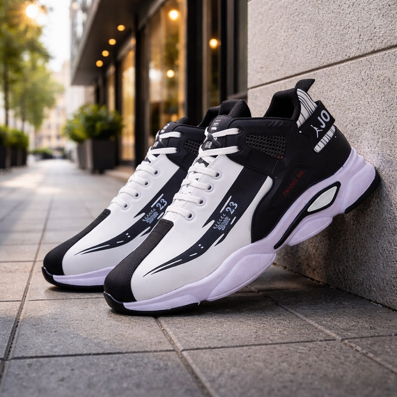 کفش ورزشی مردانه jordan سفید مشکی مدل 23