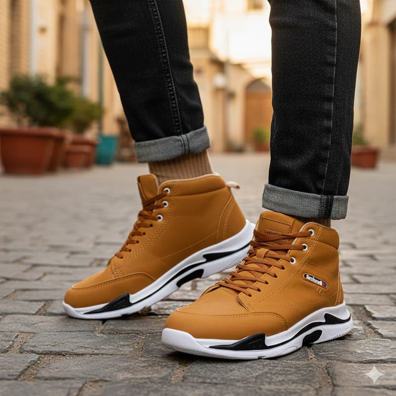 کفش ساقدار مردانه نسکافه ای مدل EMTO